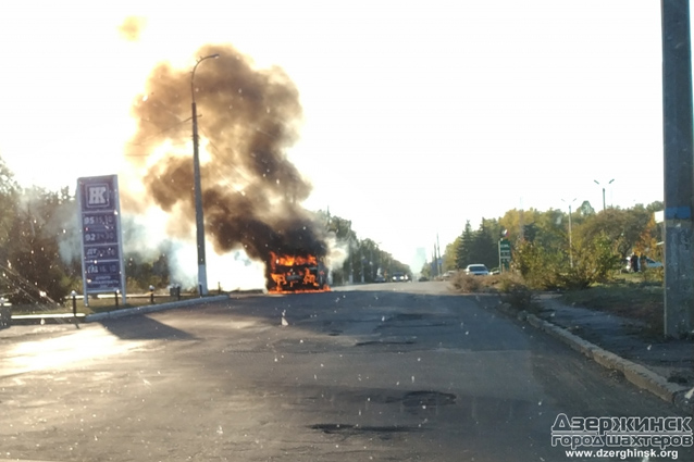 В Торецке сгорел автобус