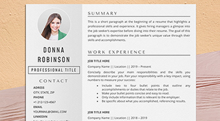 resume template for Word